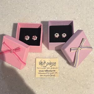 Pink and White Flower Earrings